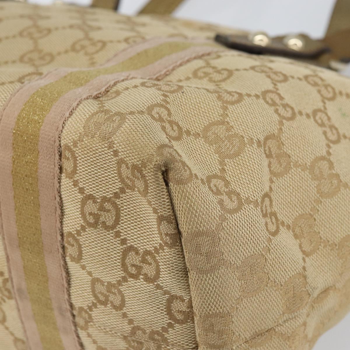 GUCCI GG Canvas Hand Bag Beige Gold 137396 Auth 164786