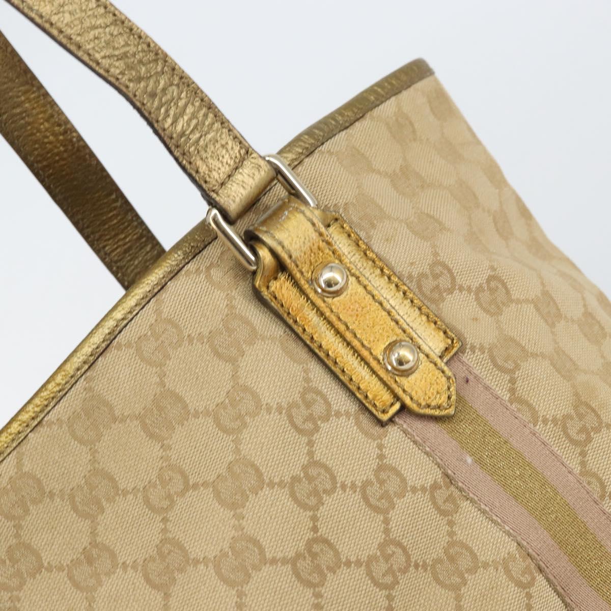 GUCCI GG Canvas Hand Bag Beige Gold 137396 Auth 164786