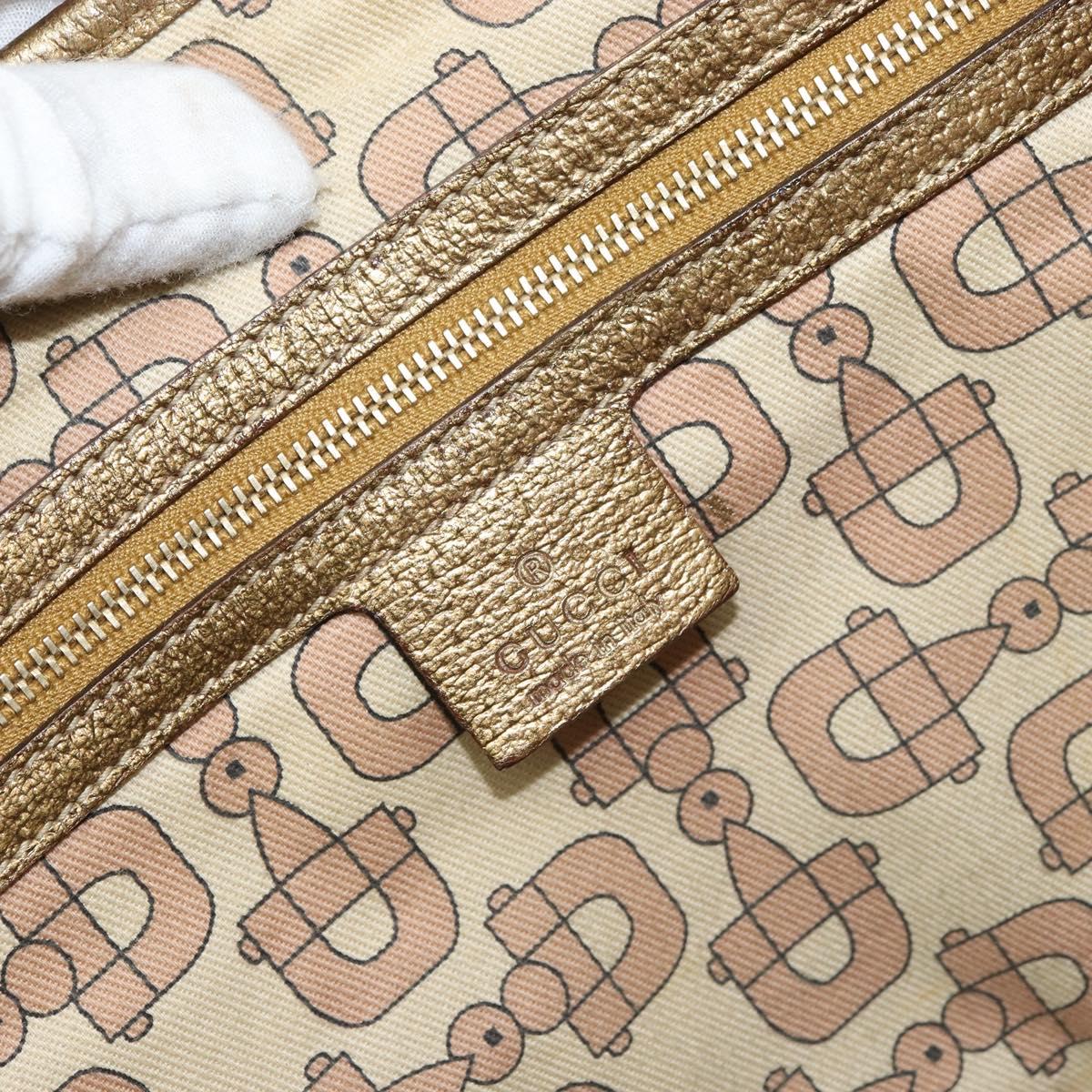 GUCCI GG Canvas Hand Bag Beige Gold 137396 Auth 164786