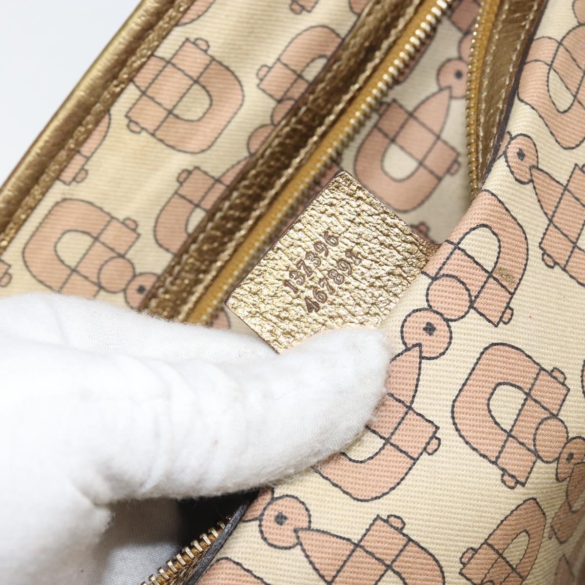 GUCCI GG Canvas Hand Bag Beige Gold 137396 Auth 164786