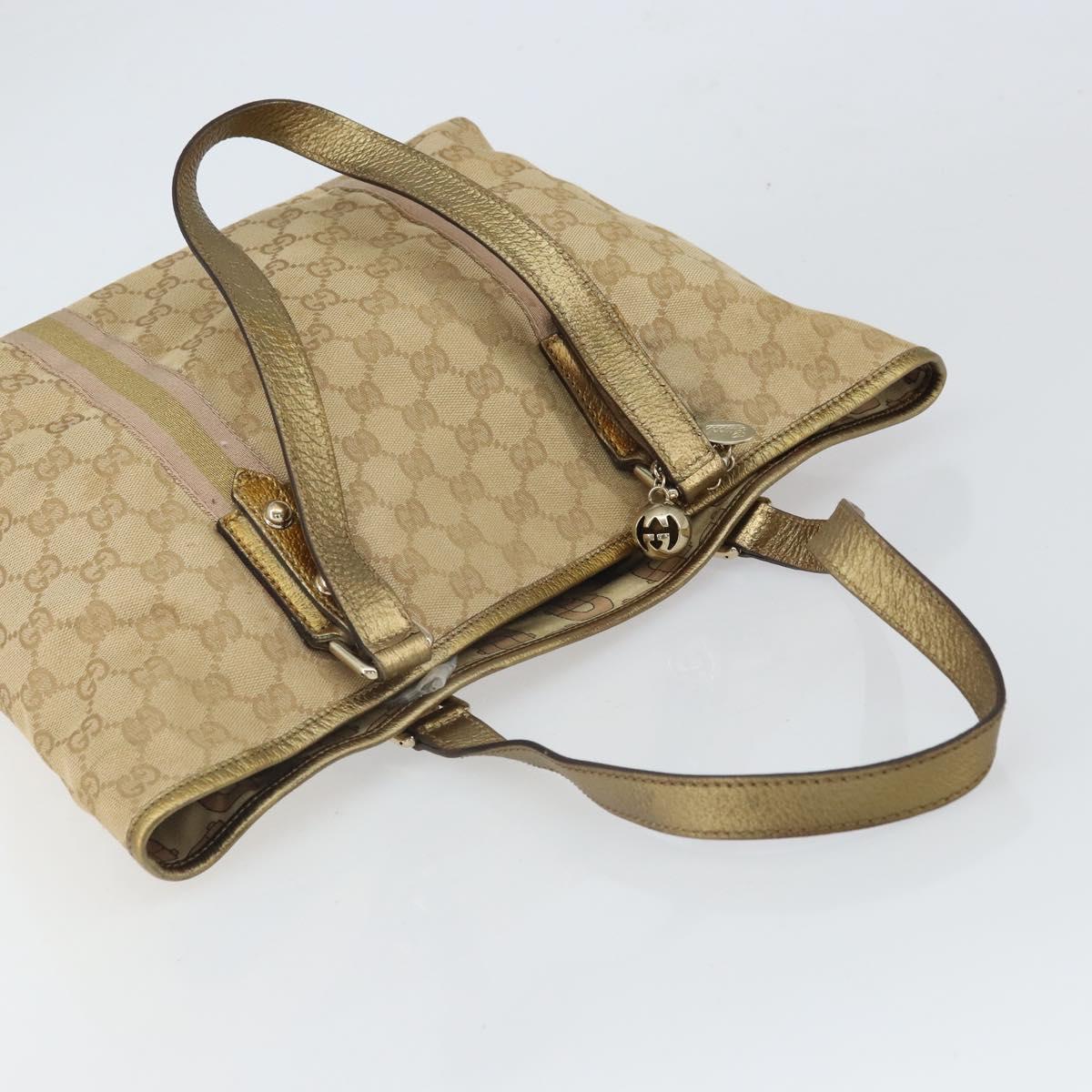 GUCCI GG Canvas Hand Bag Beige Gold 137396 Auth 164786