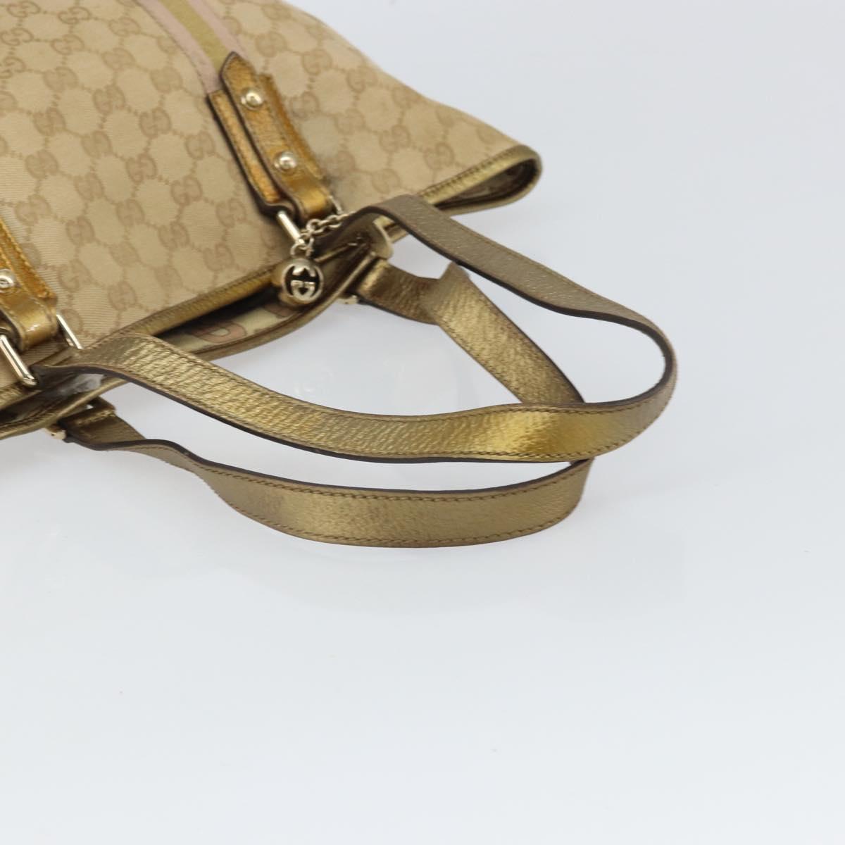 GUCCI GG Canvas Hand Bag Beige Gold 137396 Auth 164786