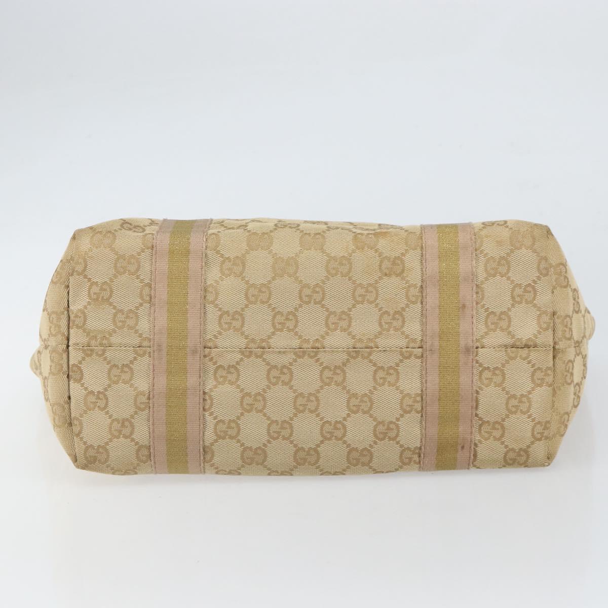 GUCCI GG Canvas Hand Bag Beige Gold 137396 Auth 164786