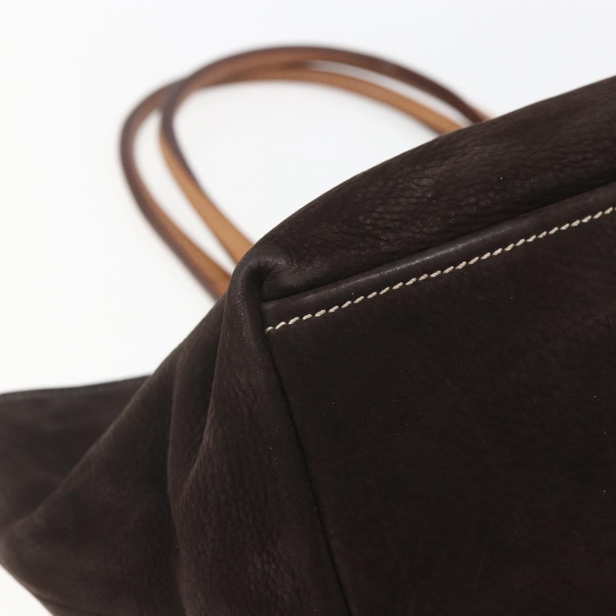 Miu Miu Tote Bag Suede Brown Gold Auth 164787V