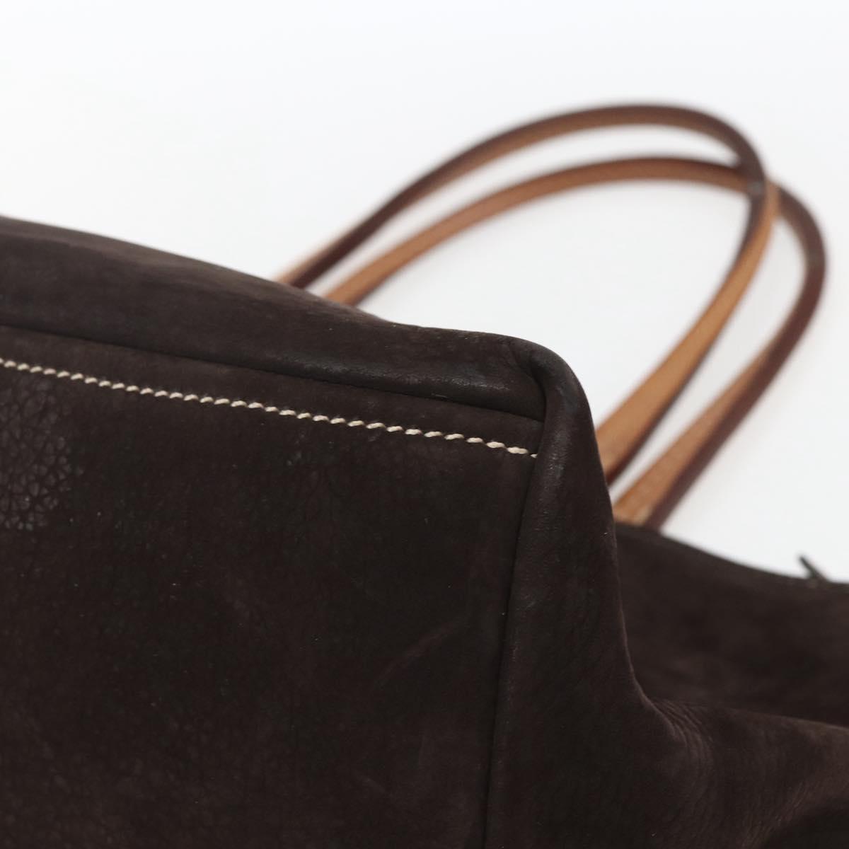 Miu Miu Tote Bag Suede Brown Gold Auth 164787V