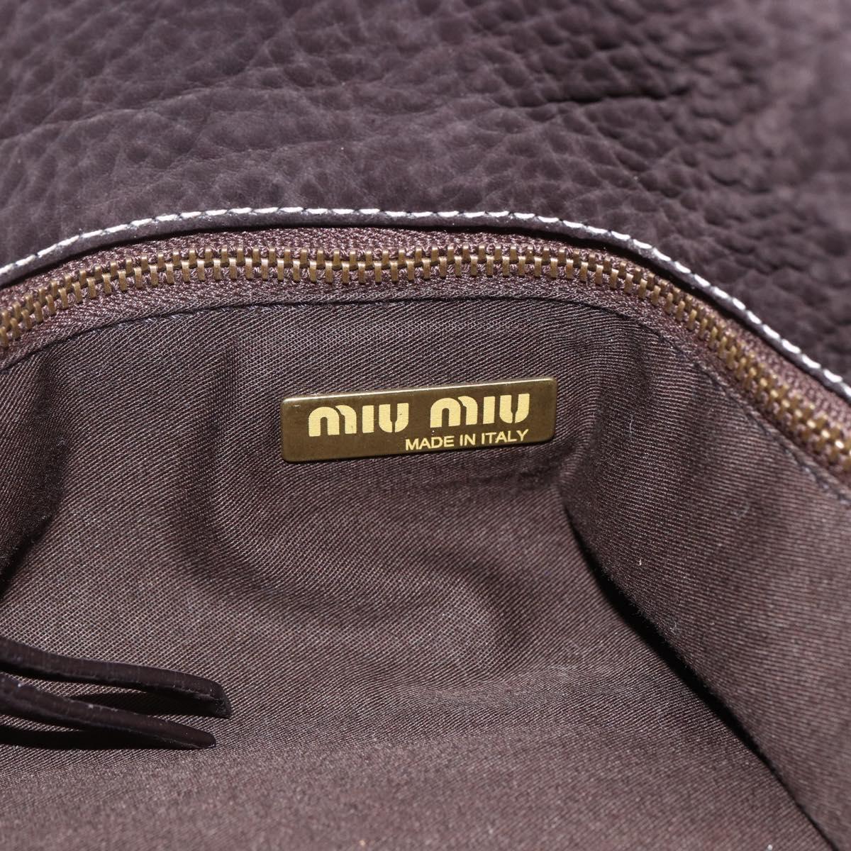Miu Miu Tote Bag Suede Brown Gold Auth 164787V