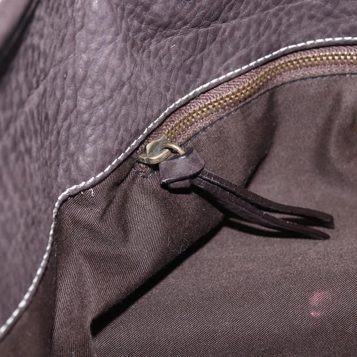 Miu Miu Tote Bag Suede Brown Gold Auth 164787V