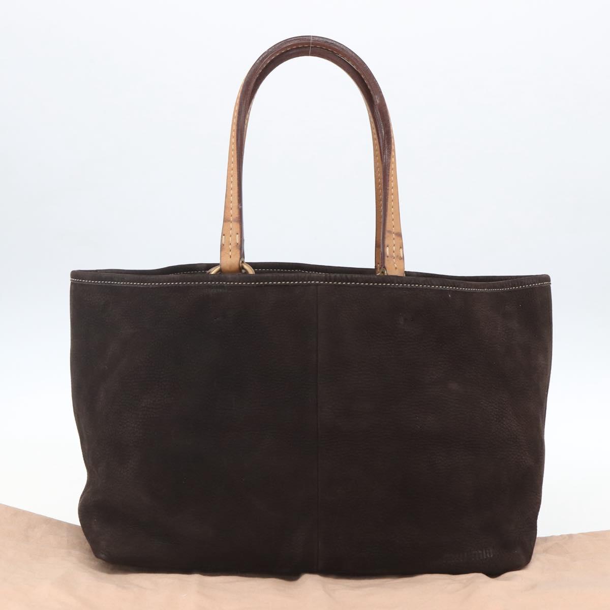 Miu Miu Tote Bag Suede Brown Gold Auth 164787V