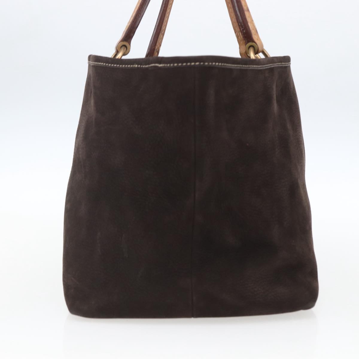 Miu Miu Tote Bag Suede Brown Gold Auth 164787V