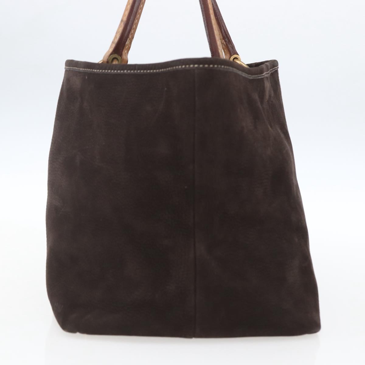 Miu Miu Tote Bag Suede Brown Gold Auth 164787V