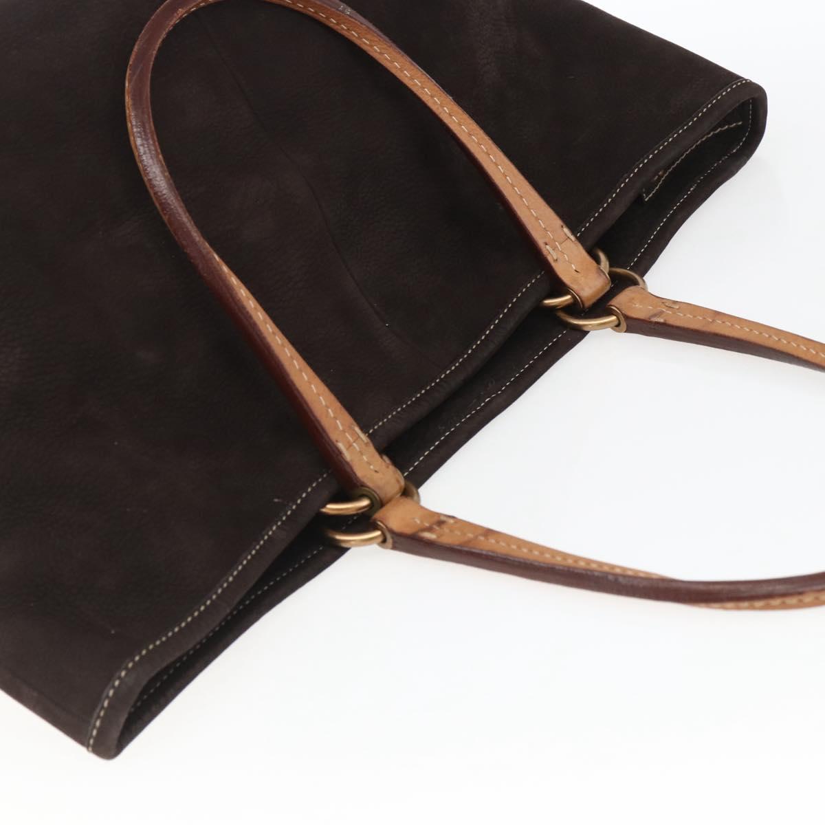 Miu Miu Tote Bag Suede Brown Gold Auth 164787V