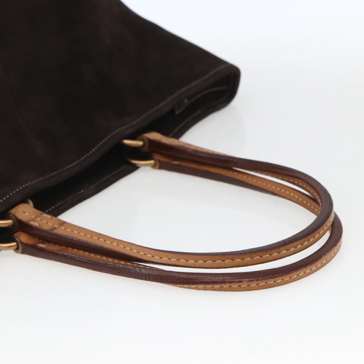 Miu Miu Tote Bag Suede Brown Gold Auth 164787V