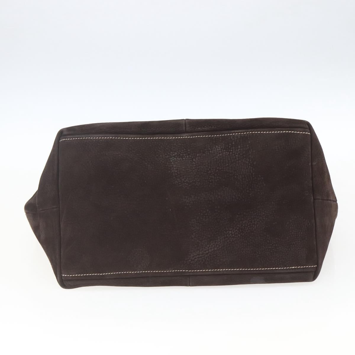 Miu Miu Tote Bag Suede Brown Gold Auth 164787V