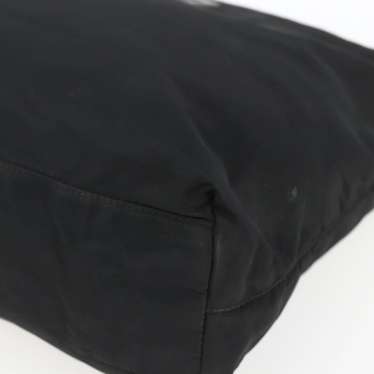 PRADA Tote Bag Nylon Black Silver Auth 164788