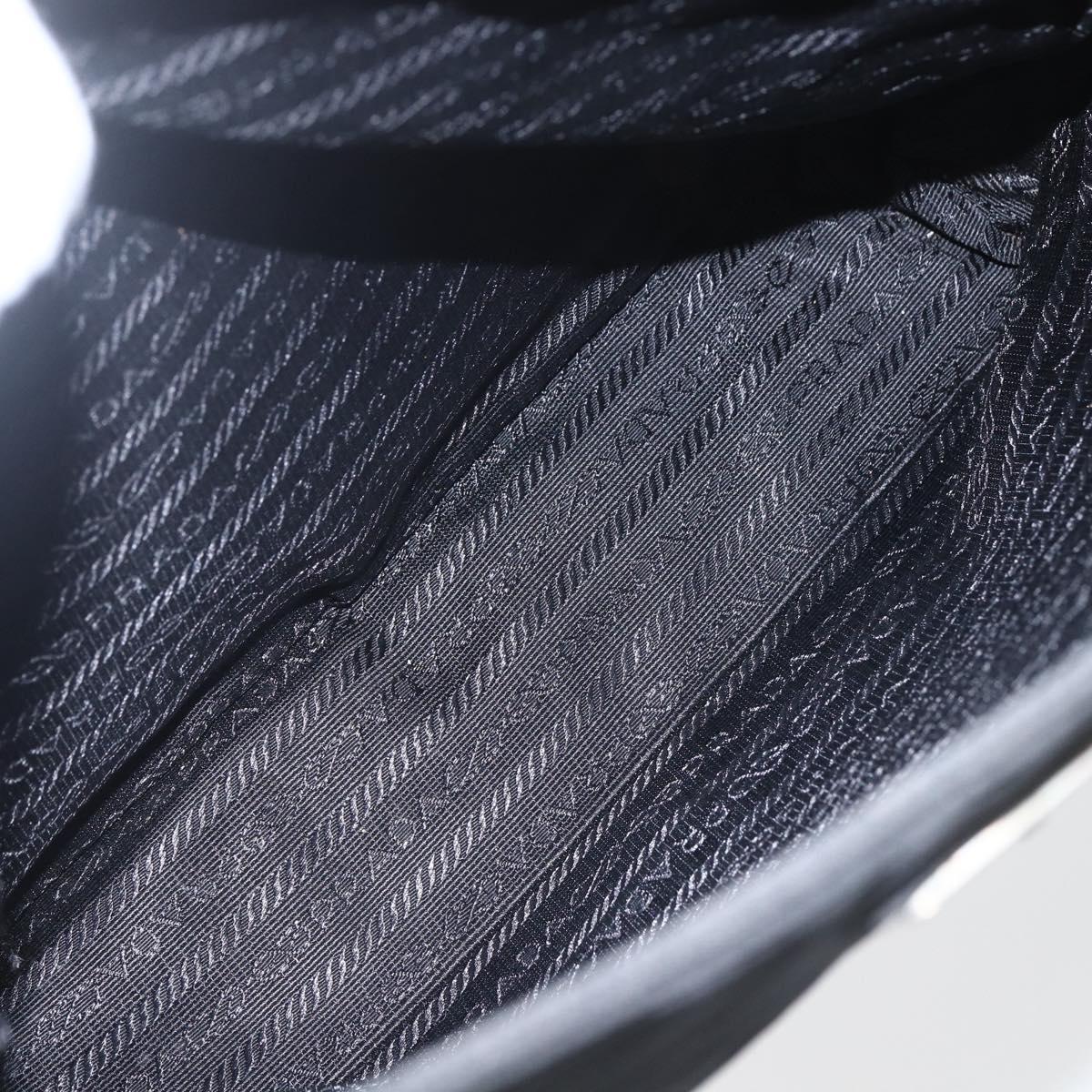 PRADA Tote Bag Nylon Black Silver Auth 164788