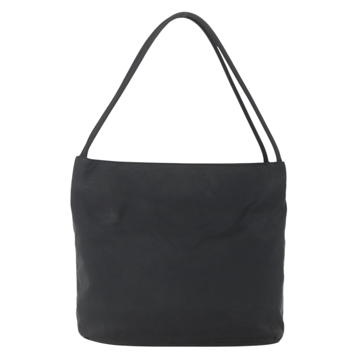 PRADA Tote Bag Nylon Black Silver Auth 164788