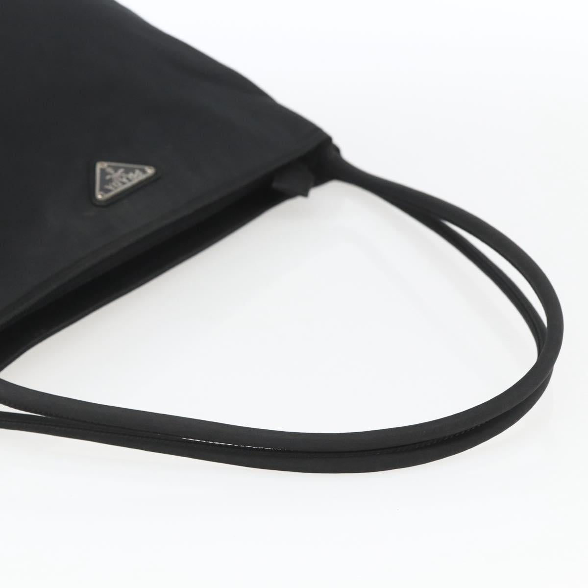 PRADA Tote Bag Nylon Black Silver Auth 164788