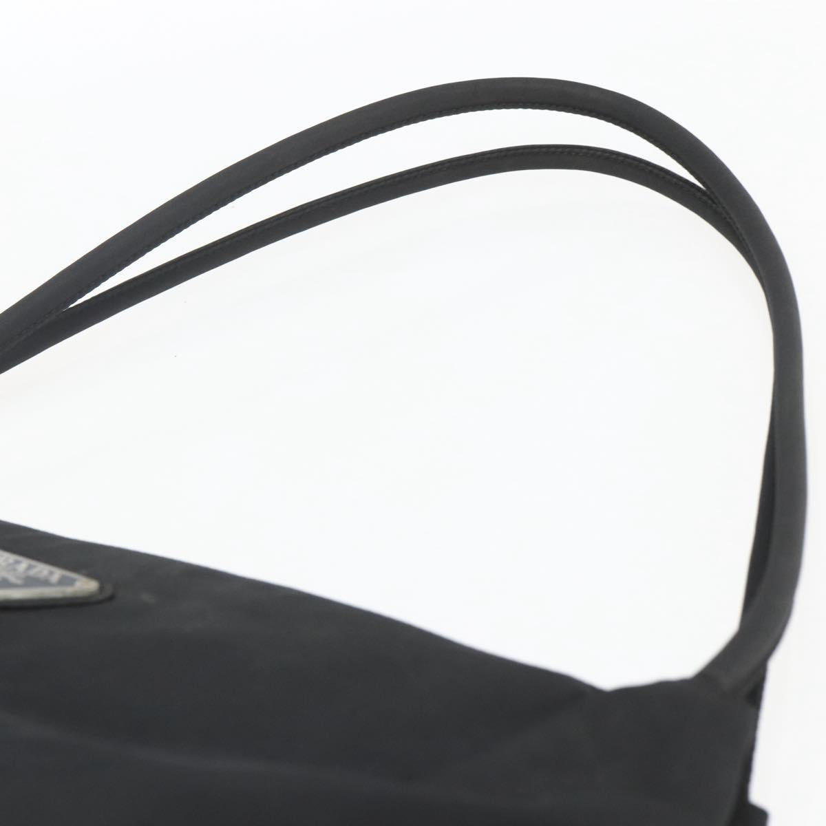 PRADA Tote Bag Nylon Black Silver Auth 164788