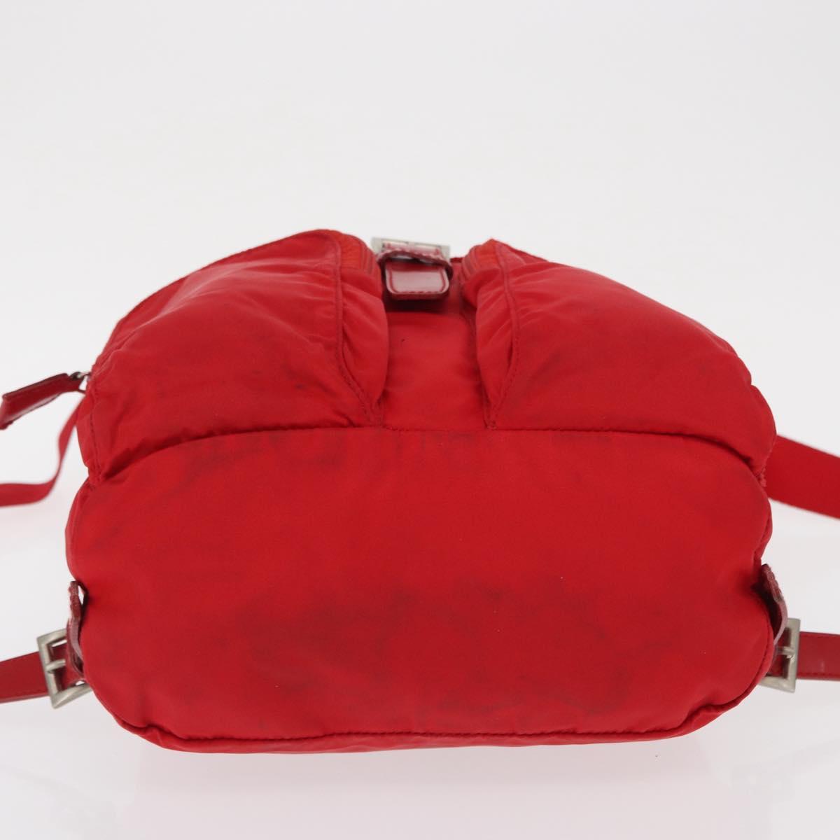 PRADA Backpack Nylon Red Silver Auth 164789