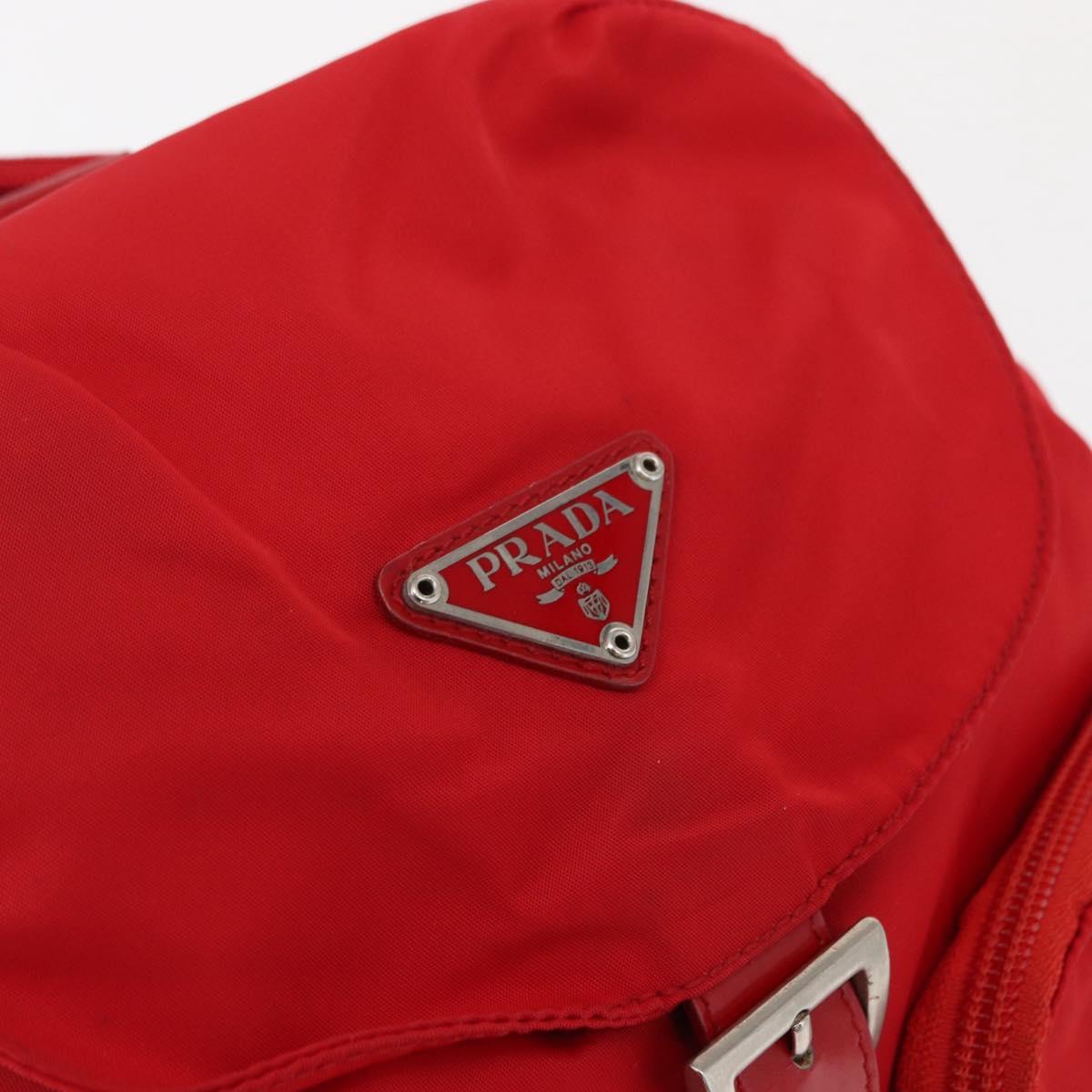 PRADA Backpack Nylon Red Silver Auth 164789