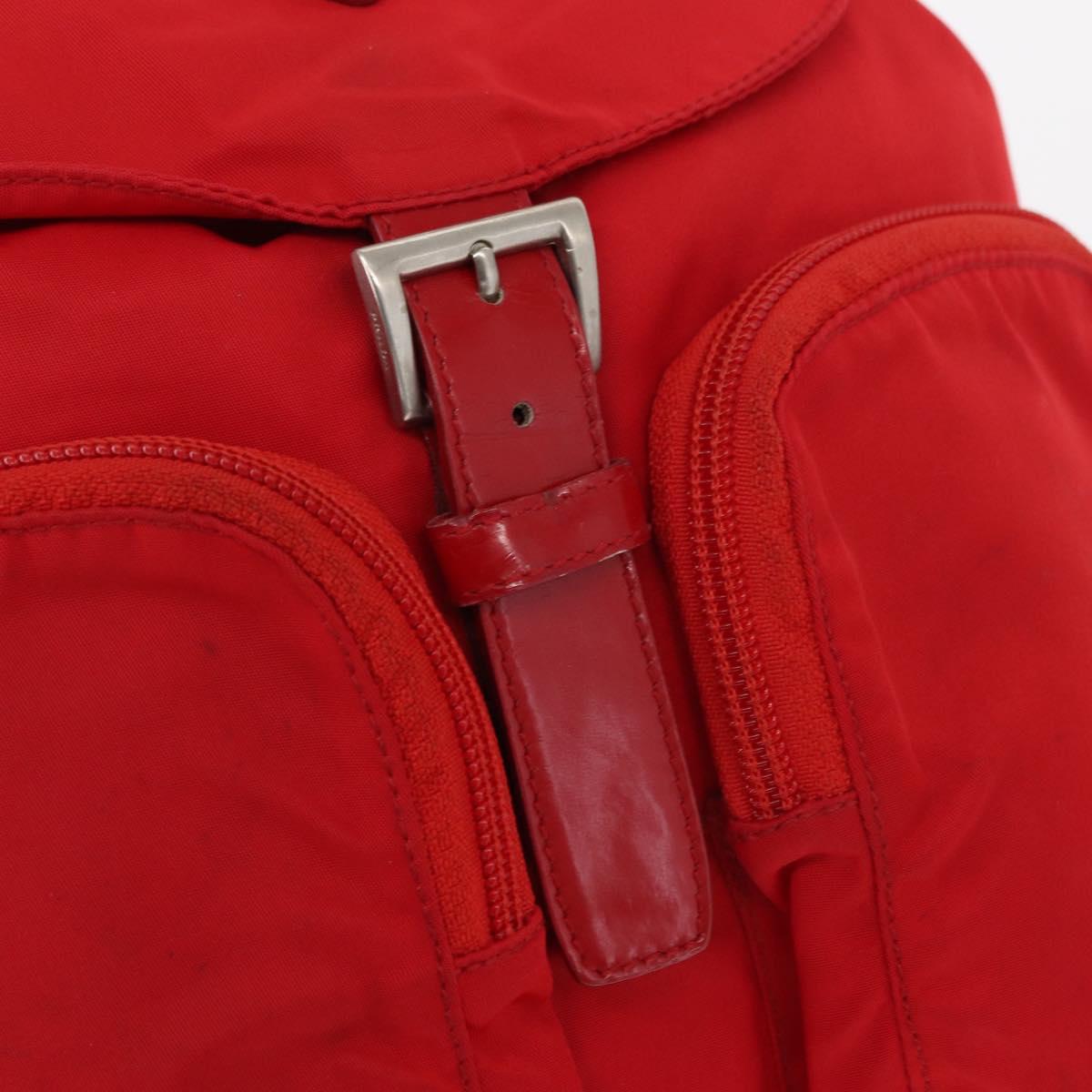 PRADA Backpack Nylon Red Silver Auth 164789