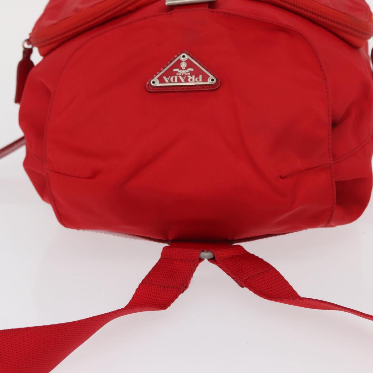 PRADA Backpack Nylon Red Silver Auth 164789