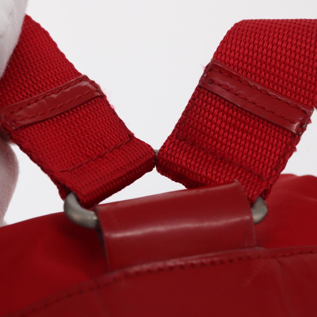 PRADA Backpack Nylon Red Silver Auth 164789