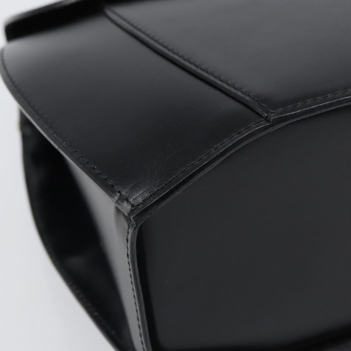 CELINE Hand Bag Leather Black Gold Auth 164791