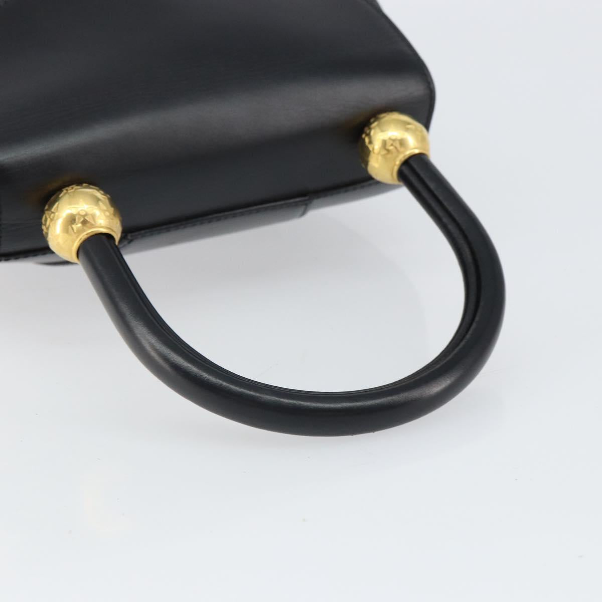 CELINE Hand Bag Leather Black Gold Auth 164791