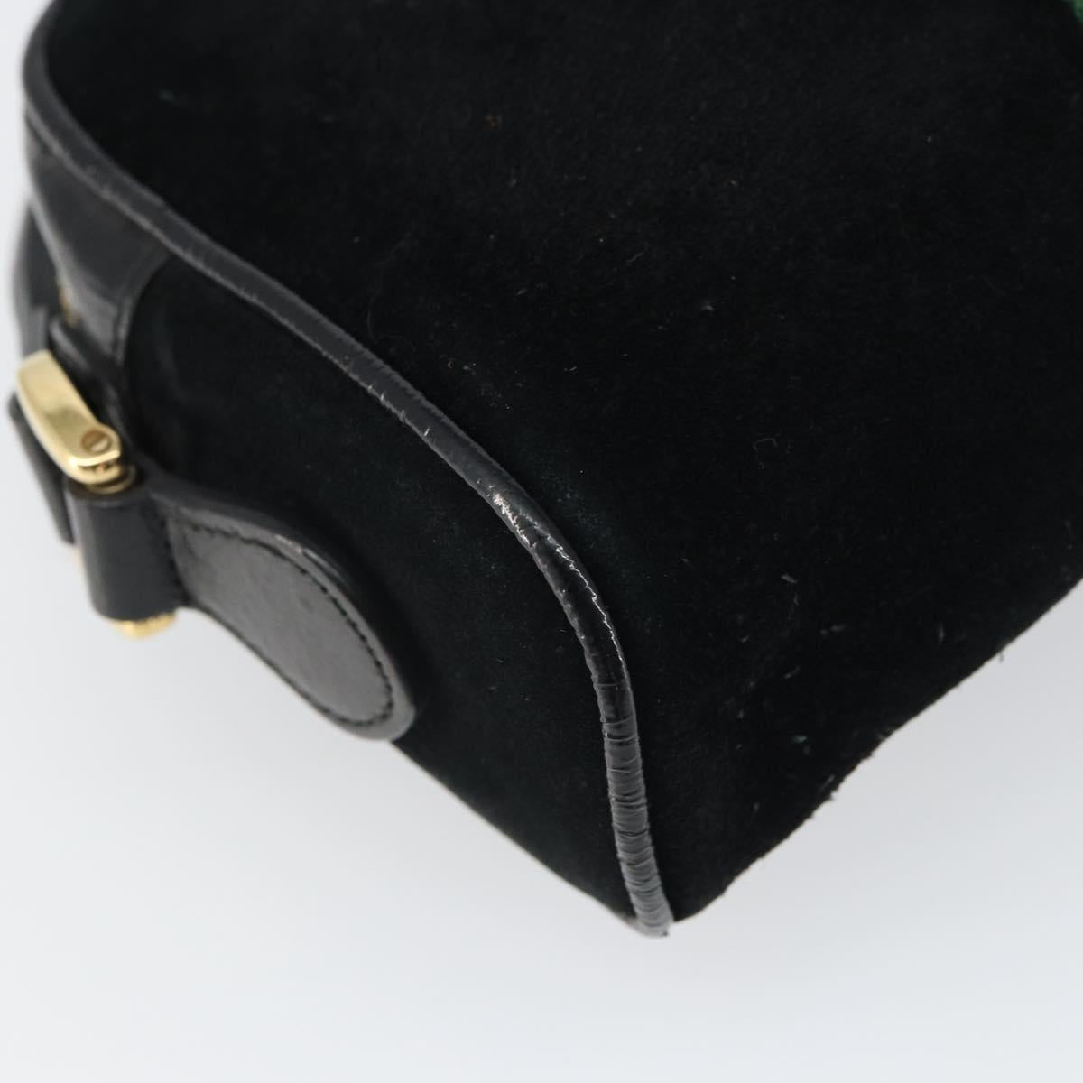 GUCCI GG Marmont Web Sherry Line Bag Suede Black Gold 517350 Auth 164792