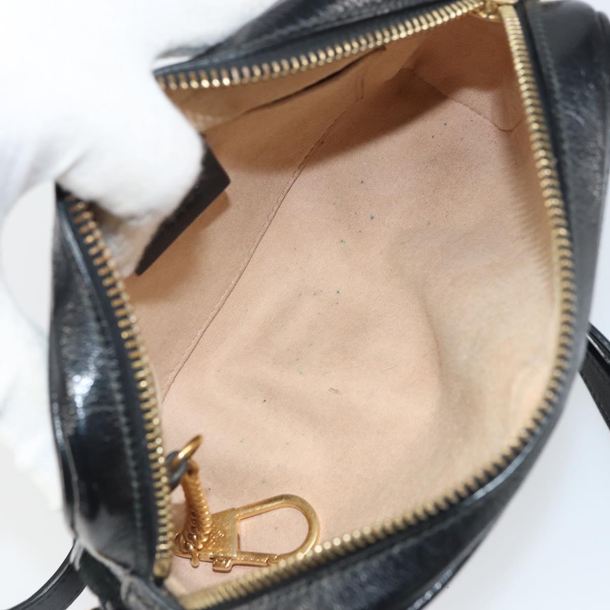 GUCCI GG Marmont Web Sherry Line Bag Suede Black Gold 517350 Auth 164792