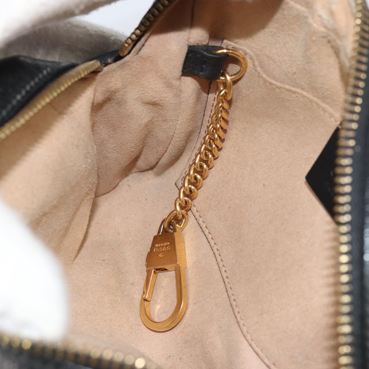 GUCCI GG Marmont Web Sherry Line Bag Suede Black Gold 517350 Auth 164792
