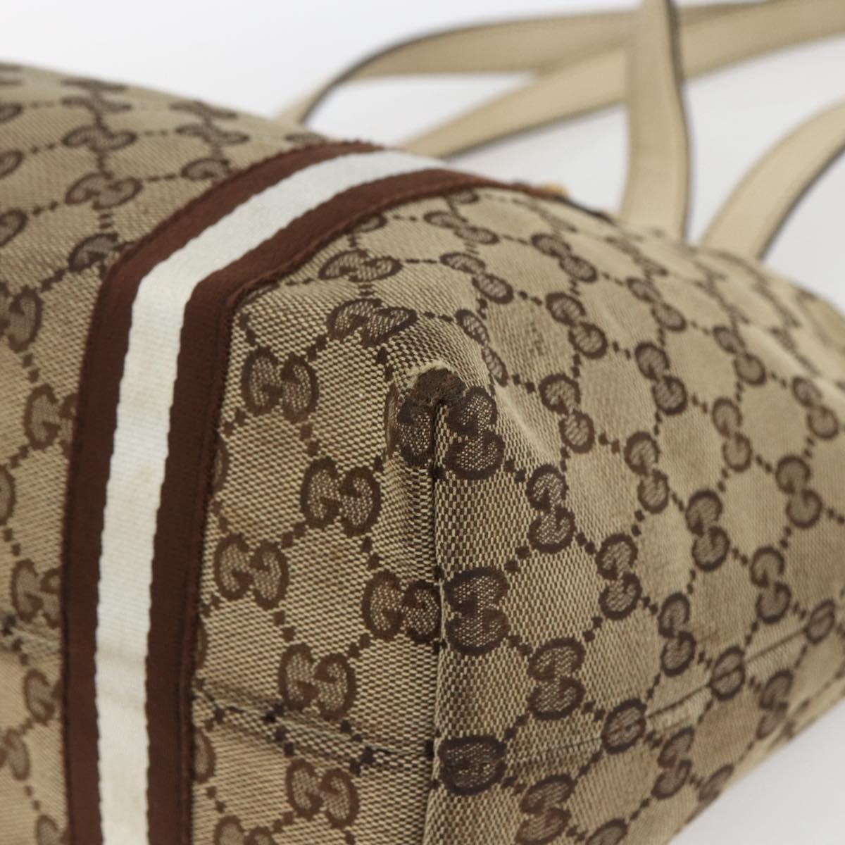 GUCCI GG Canvas Bamboo Hand Bag Beige Gold 137396 Auth 164794