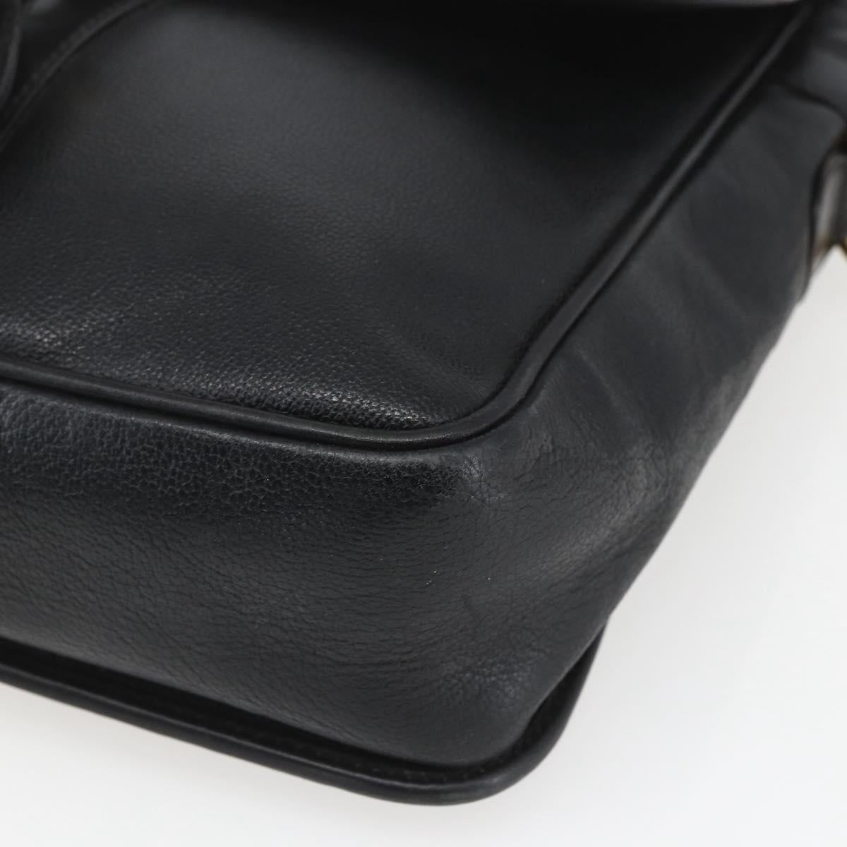 GUCCI Shoulder Bag Leather Black Gold 001 23 1098 Auth 164795