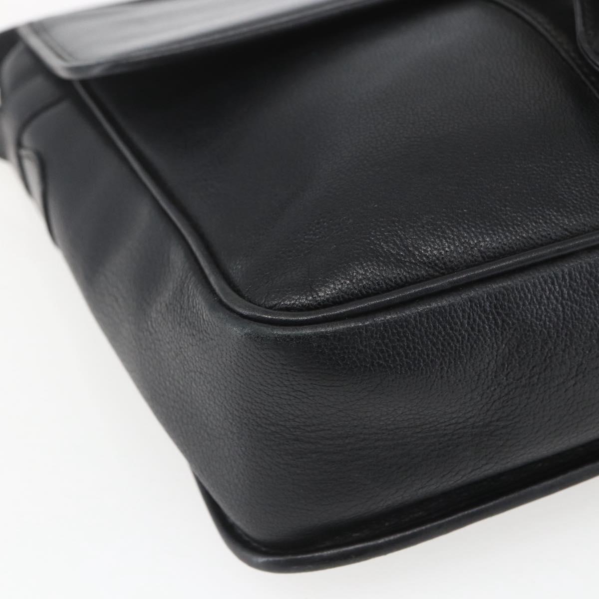 GUCCI Shoulder Bag Leather Black Gold 001 23 1098 Auth 164795