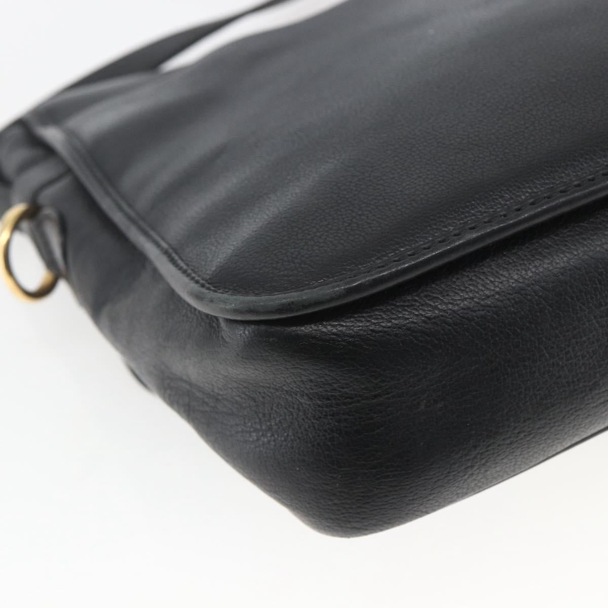 GUCCI Shoulder Bag Leather Black Gold 001 23 1098 Auth 164795