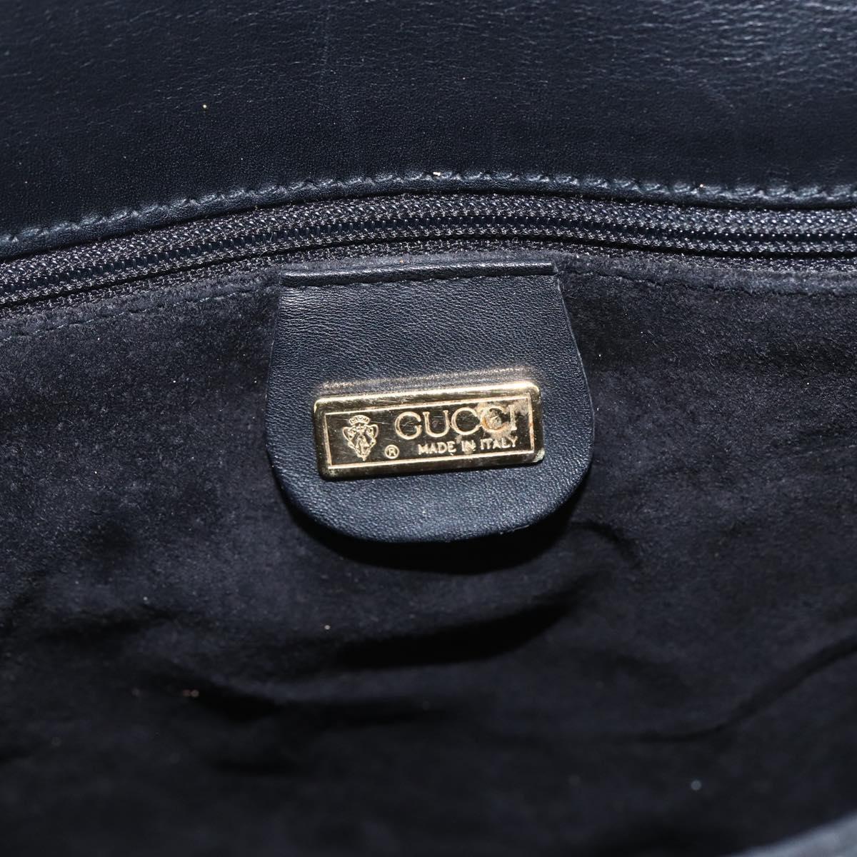 GUCCI Shoulder Bag Leather Black Gold 001 23 1098 Auth 164795