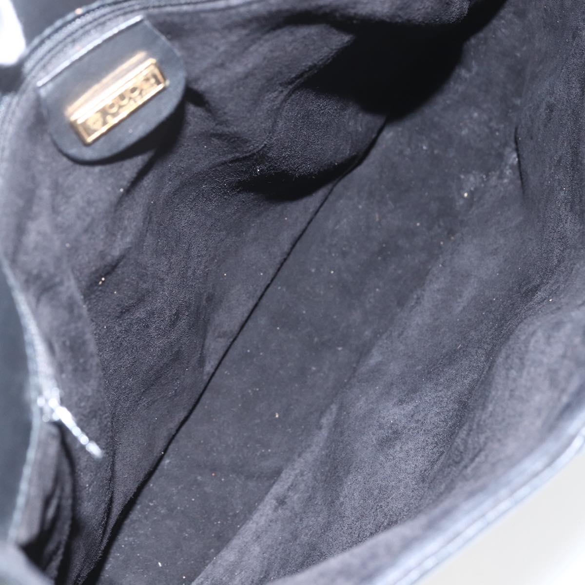 GUCCI Shoulder Bag Leather Black Gold 001 23 1098 Auth 164795