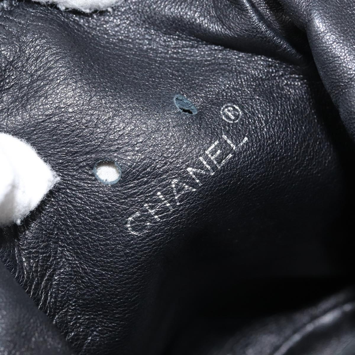 CHANEL Purse Pouch Lamb Skin Black CC Auth 164798