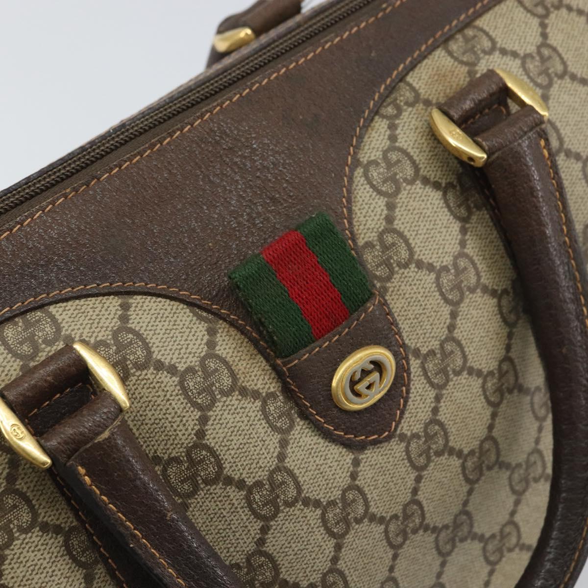 GUCCI GG Supreme Web Sherry Line Hand Bag PVC Beige Gold 40 02 007 Auth 164799