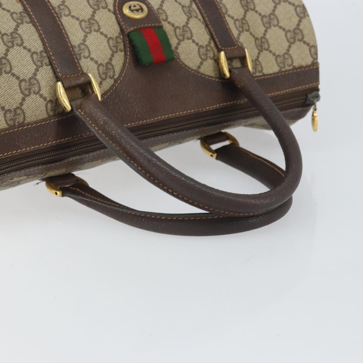GUCCI GG Supreme Web Sherry Line Hand Bag PVC Beige Gold 40 02 007 Auth 164799