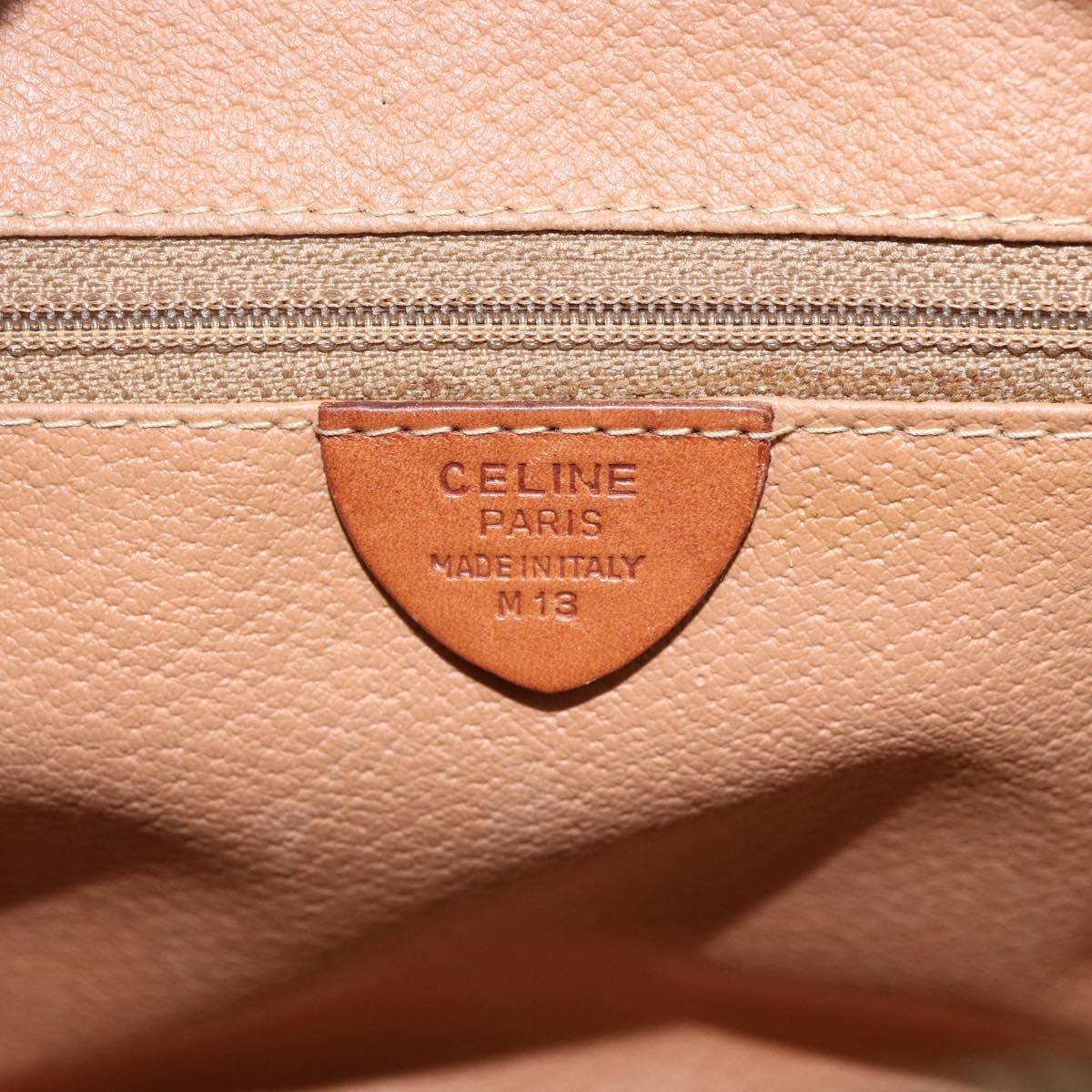 CELINE Macadam Canvas Shoulder Bag PVC Leather Brown Gold Auth 164800