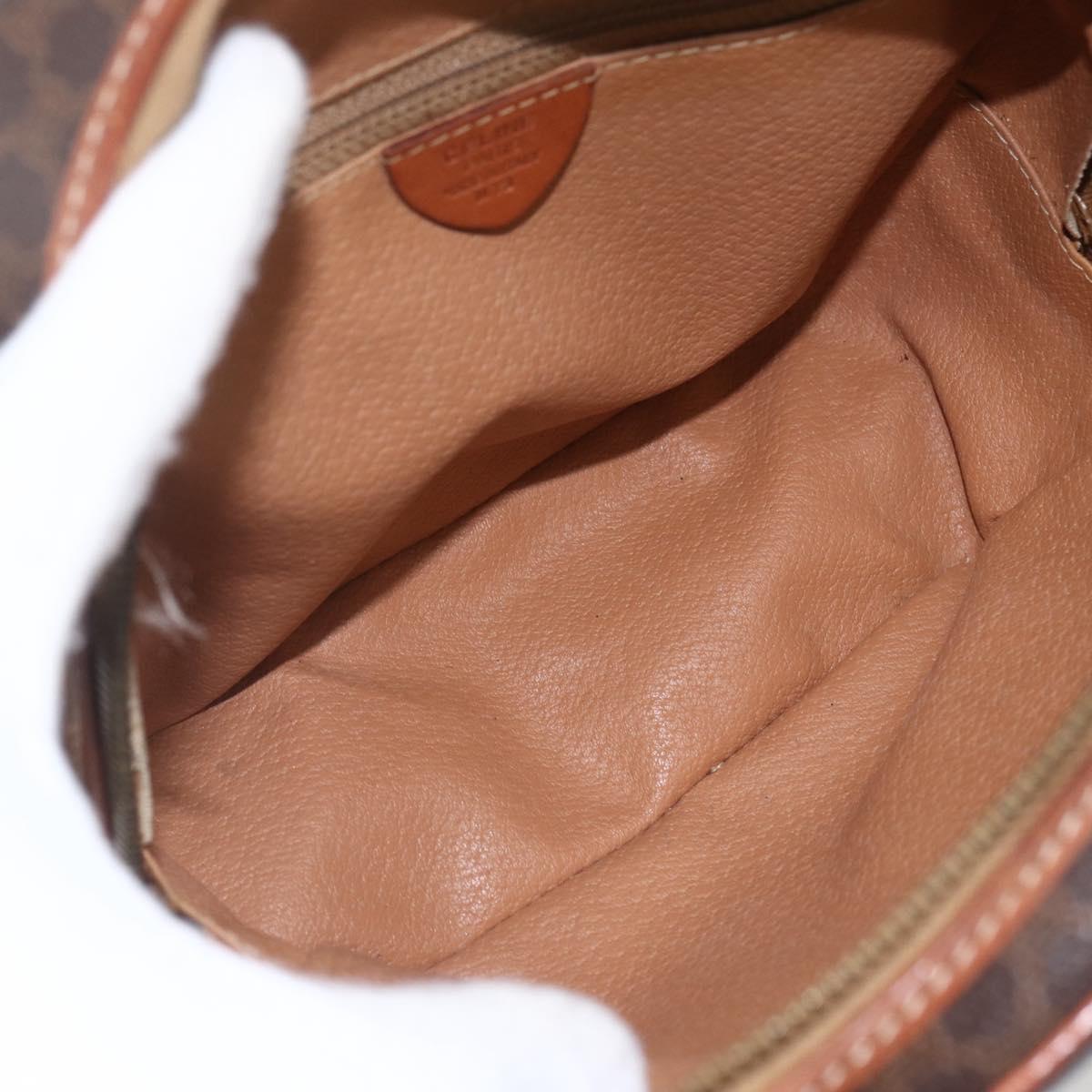 CELINE Macadam Canvas Shoulder Bag PVC Leather Brown Gold Auth 164800