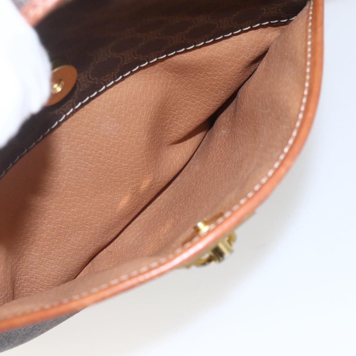 CELINE Macadam Canvas Shoulder Bag PVC Leather Brown Gold Auth 164800