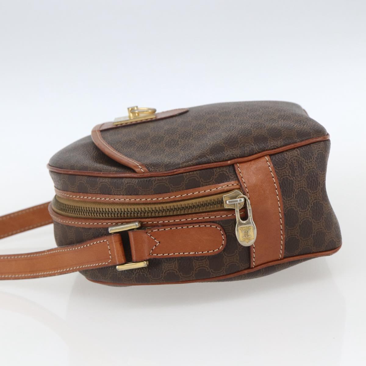 CELINE Macadam Canvas Shoulder Bag PVC Leather Brown Gold Auth 164800