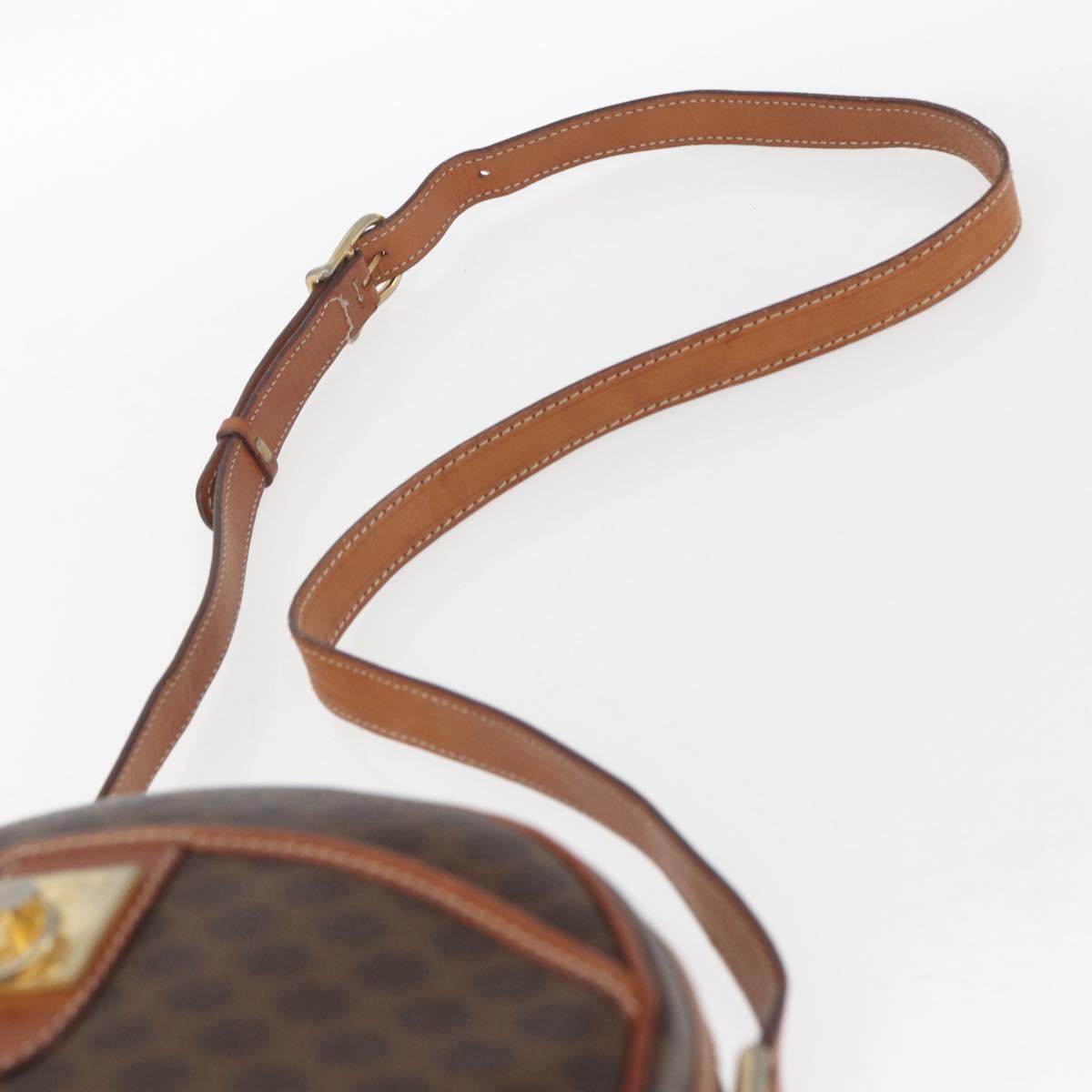 CELINE Macadam Canvas Shoulder Bag PVC Leather Brown Gold Auth 164800
