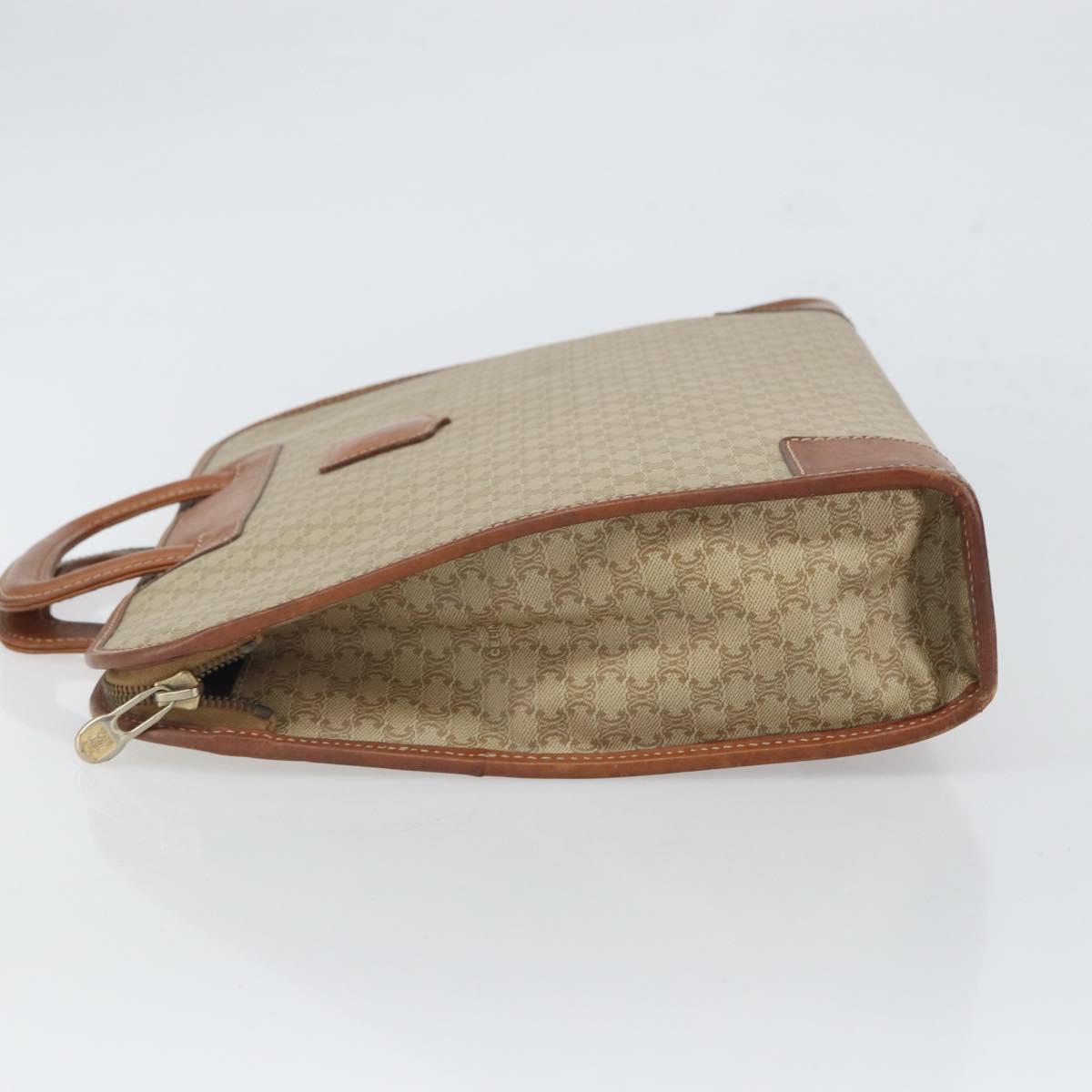 CELINE Macadam Canvas Hand Bag PVC Beige Gold Auth 164813