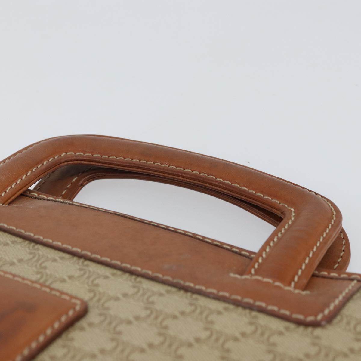 CELINE Macadam Canvas Hand Bag PVC Beige Gold Auth 164813