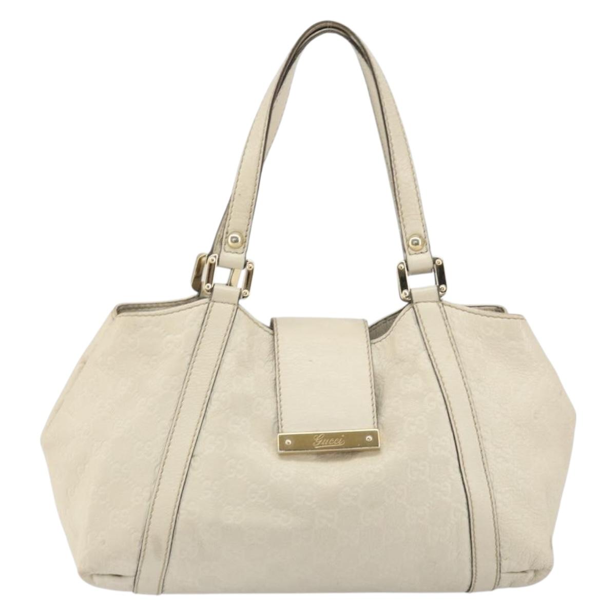 GUCCI GG Canvas Guccissima Sukey Hand Bag Ivory Gold 211937 Auth 164815
