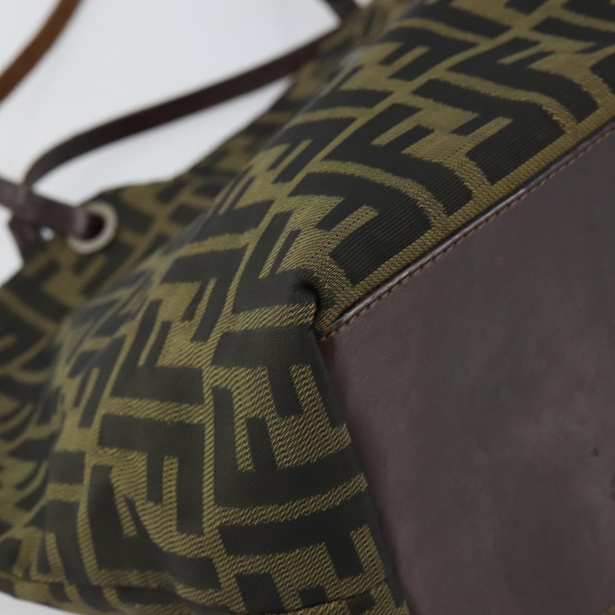 FENDI Zucca Canvas Tote Bag Black Brown Auth 164817